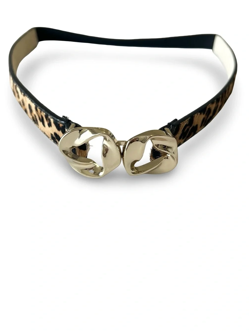 Tre Vero calf hair leather animal print belt Size S/M Stretch belt Cheetah print